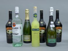 A quantity of various bottles of alcohol, including Baileys, Bacardi, Limoncello etc.