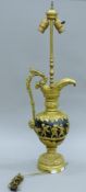A bronze lamp formed as a ewer. 79 cm high.