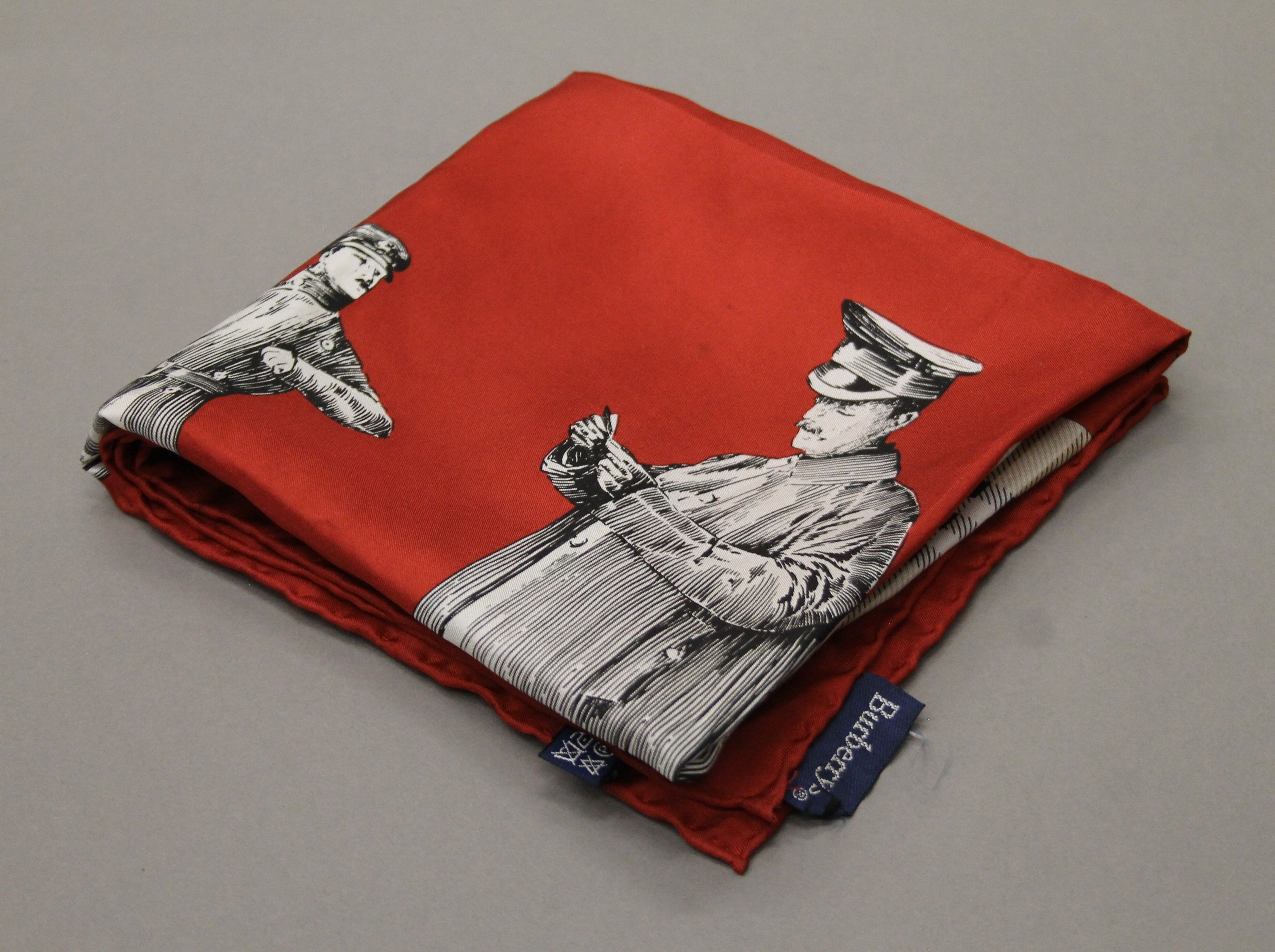 A Burberrys vintage 'Three Splendid Guardians' printed silk square. Approximately 76 cm square. - Image 5 of 6