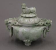 A Chinese carved hardstone censer. 14 cm wide.
