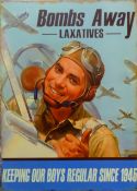 A tin 'Bombs Away' sign. 50 x 70 cm.