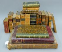 A quantity of leather-bound volumes including 'A Complete Collection of State Trials and