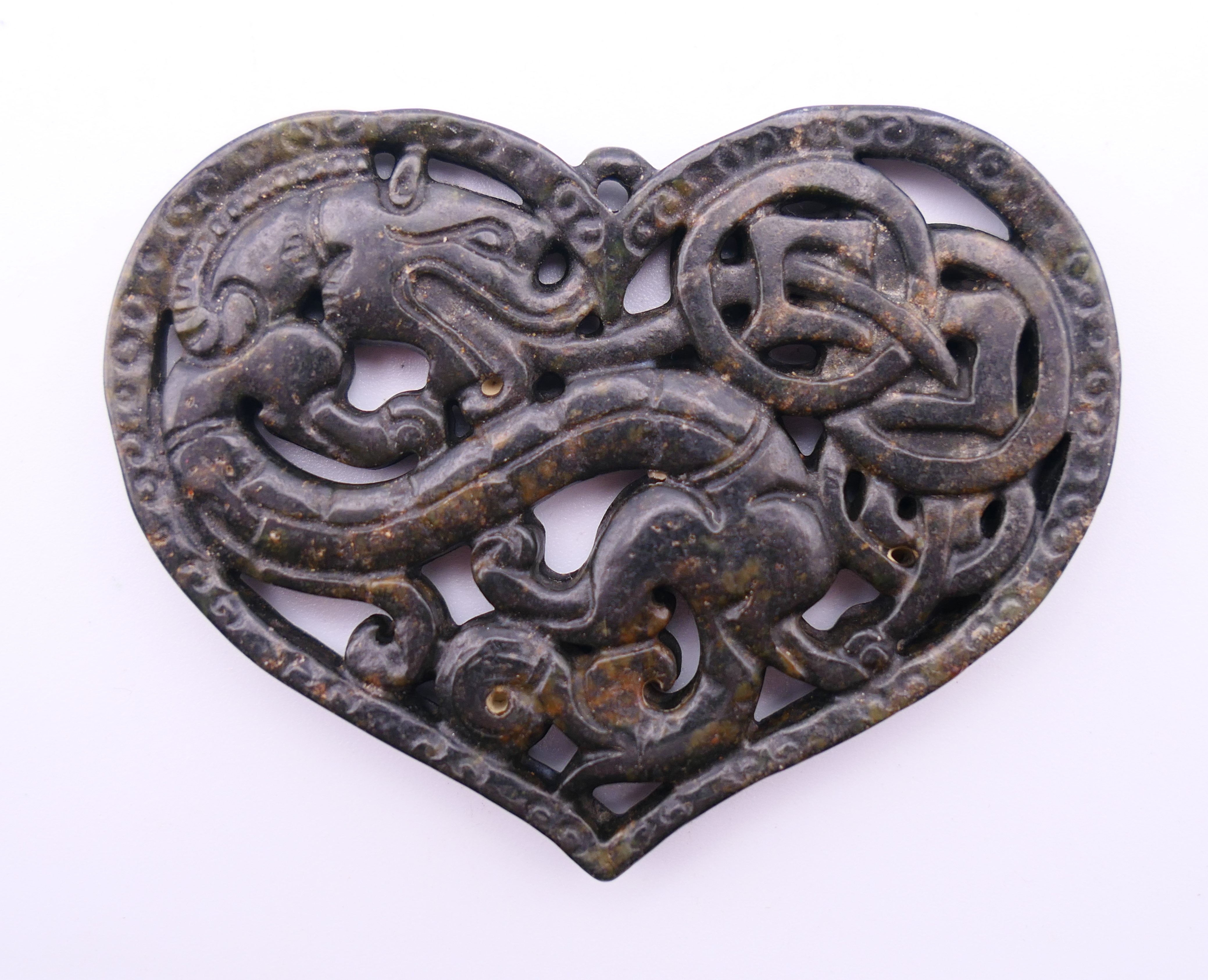 Three Chinese stone discs. The largest 7 cm diameter. - Image 8 of 10