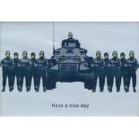 After BANKSY, 'Have a Nice Day', print, framed and glazed. 19.5 x 28.5 cm.