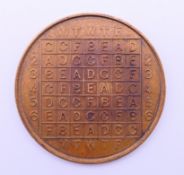 A vintage cycle of life indicator coin. 4 cm diameter.