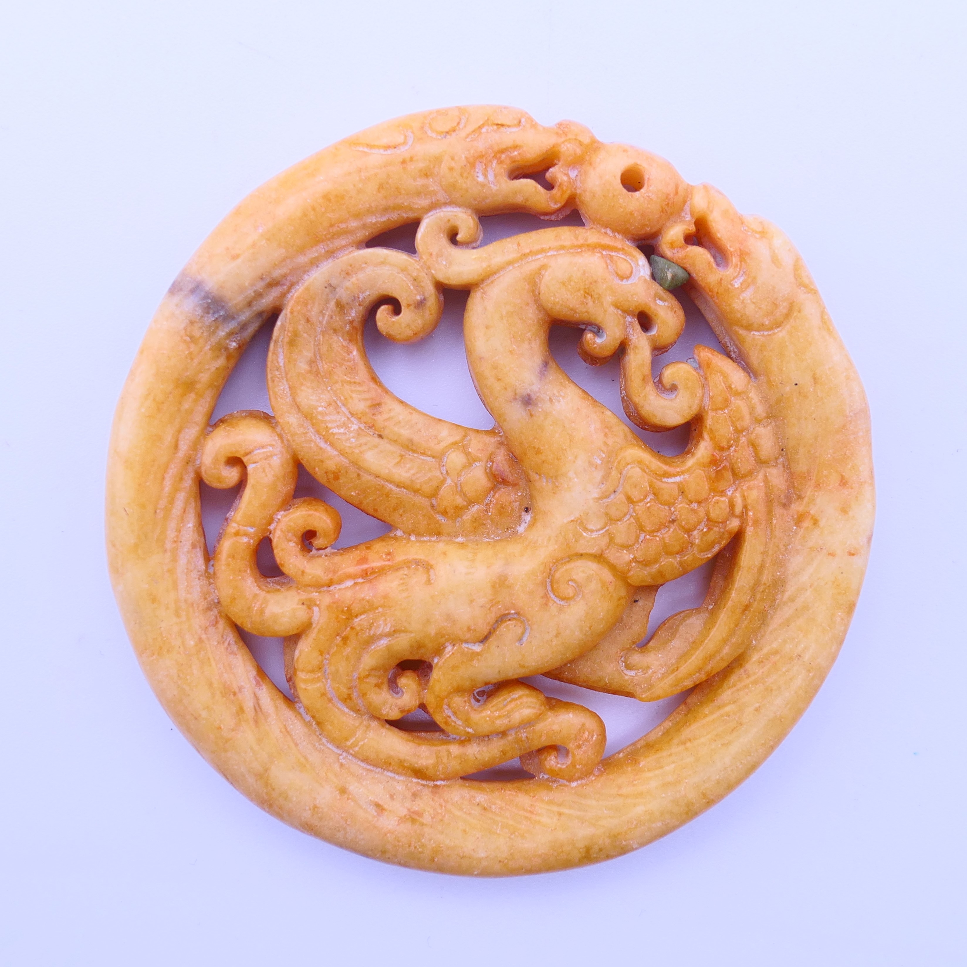 Three Chinese stone discs. The largest 7 cm diameter. - Image 2 of 10