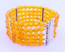 A silver mounted bracelet. 18 cm long.