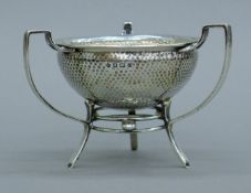 An Art Nouveau beaten silver bonbon dish. 9 cm high. 155.8 grammes.