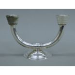 A Christofle silver-plated twin-branch candlestick. 13 cm high.