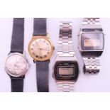 Four gentlemen's wristwatches, including two early Casio and Seiko digital examples. Casio 3.