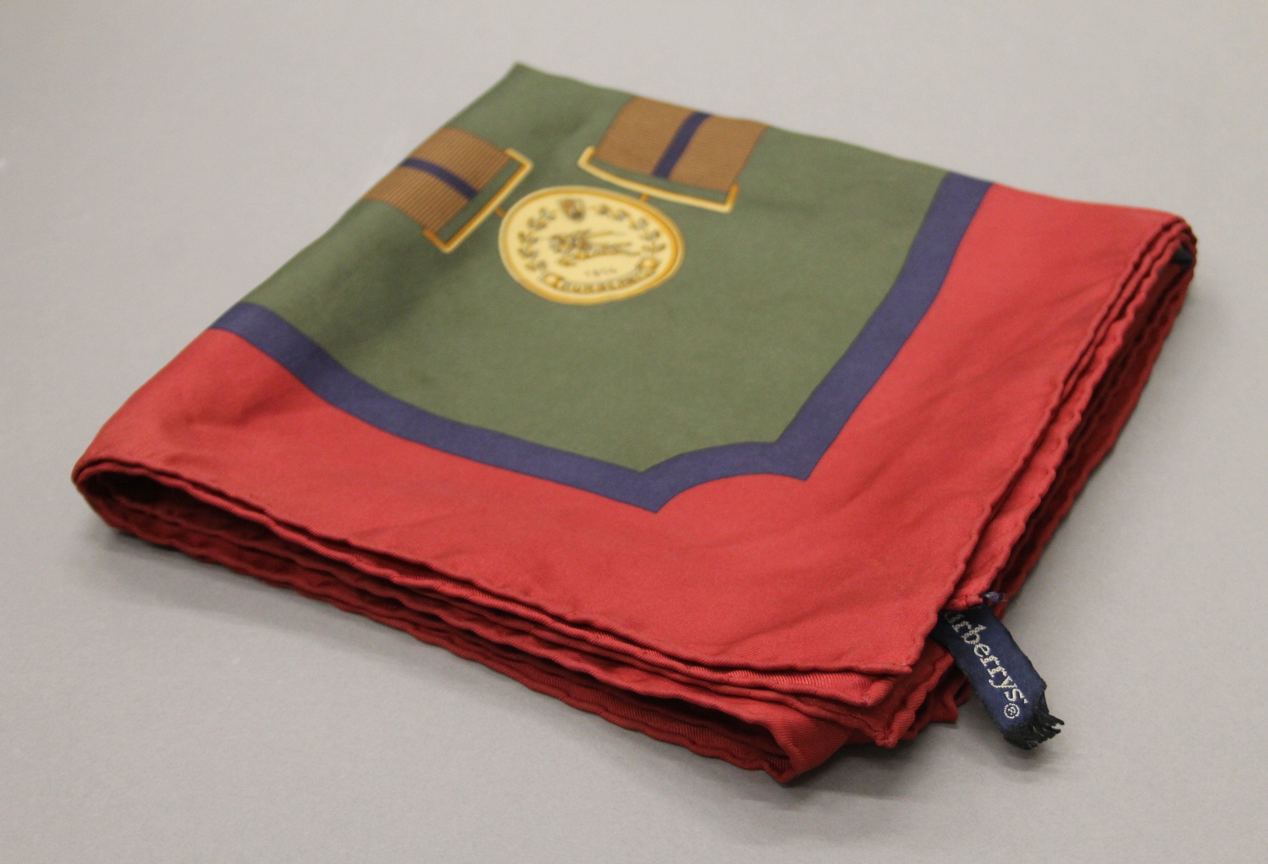 A Burberrys vintage 'Three Splendid Guardians' printed silk square. Approximately 76 cm square. - Image 6 of 6