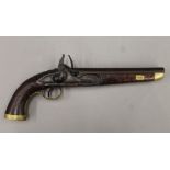 An early 19th century Belgian flintlock boarding pistol. 39 cm long.