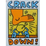 HARING, KEITH (1958-1990) American, Crack Down, a vintage poster on card. 56 x 43 cm overall.