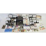 Collection of assorted British coins to inc. 6 £5 coins, 2 £2 coins, £20 Fine Silver Coin,