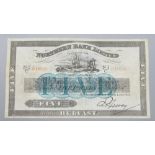 Northern Ireland - Northern Bank Limited £5, 1st January 1940, Serial No. N-I/C 01809