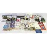 Collection of assorted coins and banknotes, to inc. plated and commemorative coins, Royal Mint