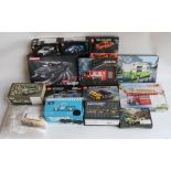 Collection of boxed unbuilt building brick vehicle models to include genuine Lego Speed Champions
