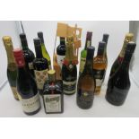 Assorted collection of wines and spirits incl. Cointreau, Moet, La Chasse Merlot, Hardy's Crest