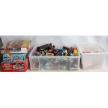 Mixed collection of unboxed previously used mostly diecast model cars, trucks and vehicles to