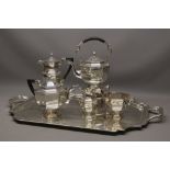 George V silver service by Mappin & Webb, Sheffield 1926-'27, comprising Art Deco octagonal coffee