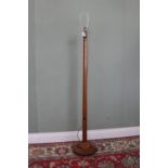 Bob Wrenman Hunter - an oak floor lamp, tapered octagonal column on petal carved stepped octagonal