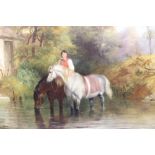 Samuel John Egbert Jones (British 1797- 1861); Horses Watering in a rural stream, oil on canvas,