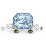 Property of a deceased estate - an 18th century Chinese Qianlong exportware meat plate, broken &
