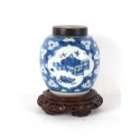 Property of a deceased estate - a Chinese blue & white ovoid ginger jar, Kangxi period (1662-
