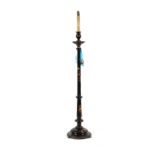 Property of a lady - a black chinoiserie decorated standard lamp, 64ins. (162.5cms.) high.