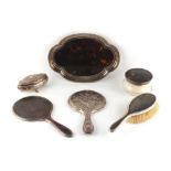 Property of a deceased estate - a George V silver mounted tortoiseshell quatrefoil tray,