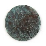 Property of a lady - a WWI or Great War bronze death plaque to Archibald McFarlan, with verdigris.
