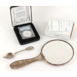 Property of a gentleman - an early 20th century silver backed hand mirror, Birmingham 1911; together