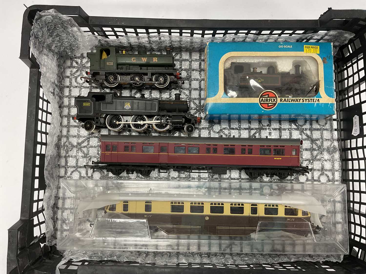 A Lima 00 gauge GWR diesel railcar, with three tank engines: a boxed ...