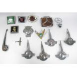 Car Badges - Five vintage Morris and chrome bonnet ornament handle, Mercedes and bonnet mascot,