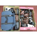 Quantity of vintage cameras and camcorders, including bagged Sony CCD-F455E and JVC GR-AX5/AX40E