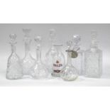 Seven Crystal and Cut Glass Decanters, in various shapes and sizes, examples by Edinburgh Crystal