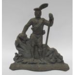 XIX Century Cast Iron Door Stop as a Scottish Highland Soldier, 32cm high.
