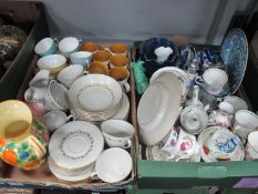 XIX Century Blue-White Plates, Royal Doulton "Fairfax" tea service, etc:- Two Boxes.