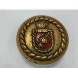 WWII Royal Navy Brass Ships Badge or Tompion for D class Destroyer HMS Defender. Diameter 16.5cm