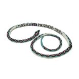 WWI Ottoman Turkish Prisoner of War Handmade Beadwork Snake, featuring inscription to underside '