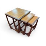 G Plan Astro Teak Nest of Three Tables, largest approximately 50 x 50cm.