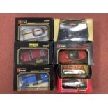 Seven Burago 1:18/1:22/1:24 scale diecast model cars to include Chevrolet Corvette Convertible 1998.