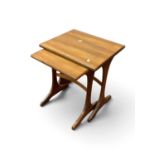 G Plan Nest of two Mid Century Teak Coffee Table, both with rectangular top, trestle supports united