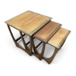 G.Plan Nest of Three Teak Coffee Tables, circa 1970s, with 'U' shaped supports to square top, the