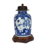 CHINESE KANGXI PERIOD BLUE AND WHITE GINGER JAR