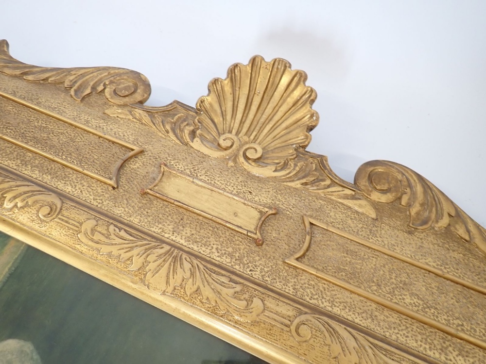 An antique George II style gilt mirror frame carved shell and ...