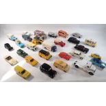 A group of die cast vehicles including Corgi Land Rover 109 WB, Lotus Cortina, Morris J type Walls