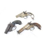 Ⓕ (S1) Three together: 1 ins Flare Pistol by Webley & Scott (III*) c. 1917, brass barrel and