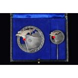 A WWII German Kriegsmarine Blockade Rinner Badge and Pin Set,