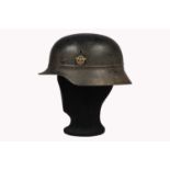 A WWII Third Reich Police Double Decal Beaded Steel Helmet,